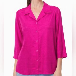 Sag Harbor Hot Pink Silk Button Down Shirt